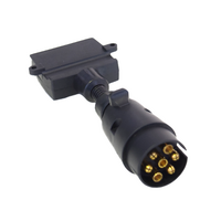 Trailer Adapter 7 Pin Round Male Plug to 7 Pin Flat Female Socket